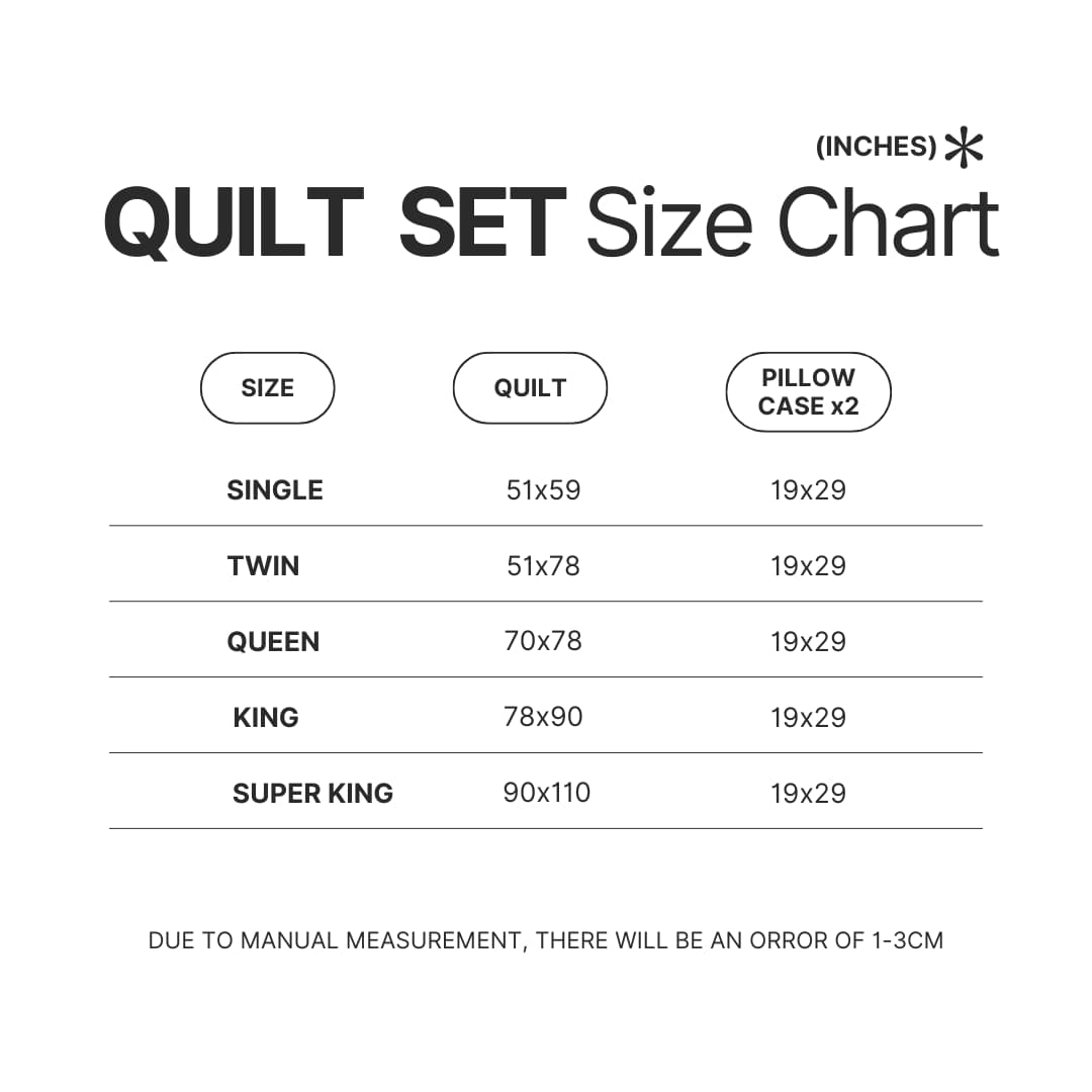 Quilt Set Size Chart - Avenged Sevenfold Store